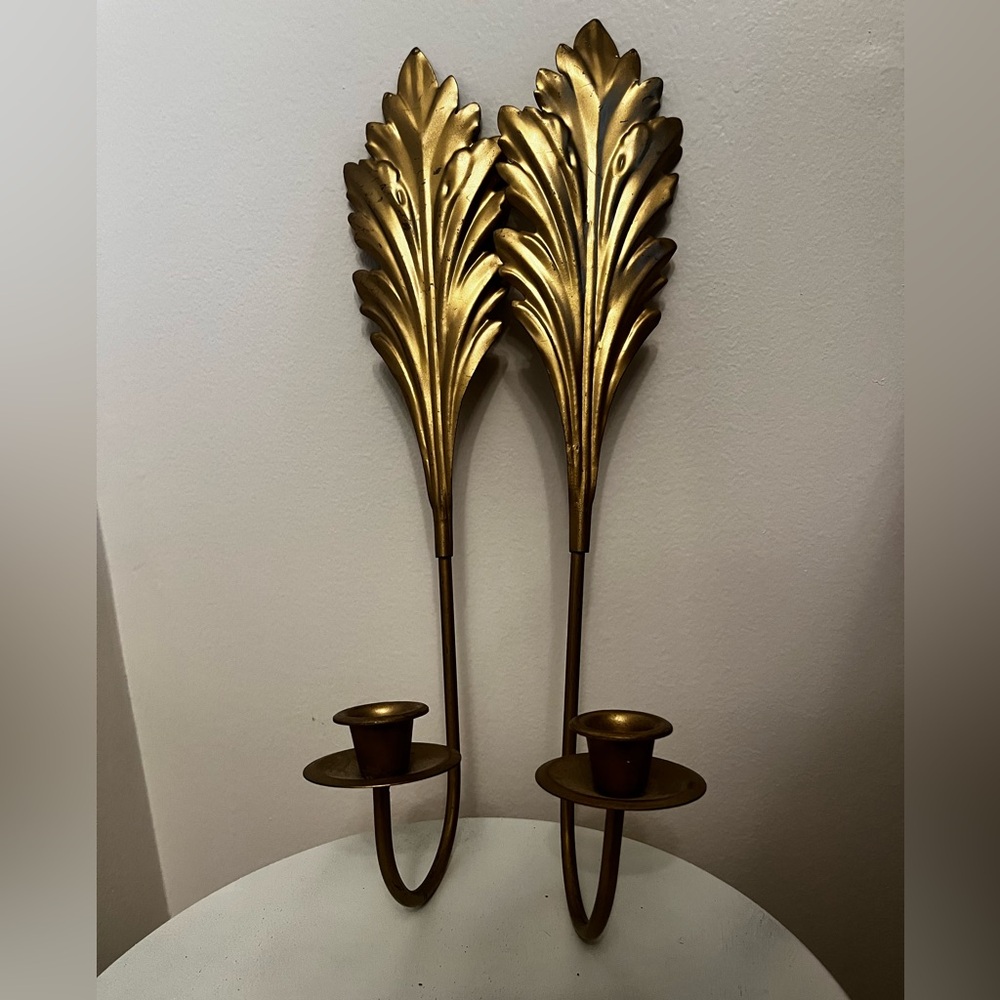 beautiful pair of gold metal scones